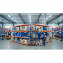 5 Bay Heavy Duty Melamine Shelving 3050mm High 800kg Capacity - Blue & Orange Industrial Racking