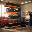 Heavy Duty Shelving with 12x 62L Storage Boxes - 1800mm High - Blue & Orange