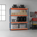 Heavy Duty Garage Shelving Unit - 1600mm High - 500kg Load Capacity - Blue & Orange