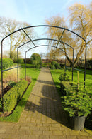 4-Way Path Pergola – Gloss Black Steel Garden Walkway Arch 1