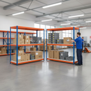 4 Bay Heavy Duty Melamine Shelving 1677mm High 400kg Capacity - Blue & Orange Industrial Racking