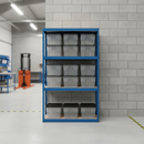 Heavy Duty Shelving Unit - 1600mm High with 12x 24L Storage Boxes