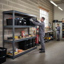 3x Heavy Duty Shelving - 1770mm High with 12x 62L Plastic Storage Boxes