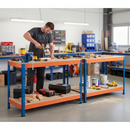 Premium Workbenches - 915mm High - 800kg Capacity - Chipboard - Blue/Orange