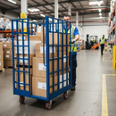 Premium Three Sided Transport Parcel Cage with Metal Base and Large Handles for Easy Maneuverability