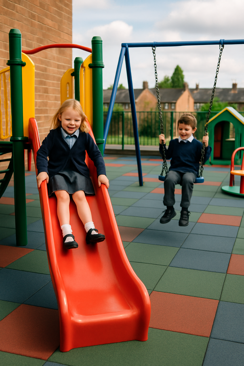Safety Mats for Play and Protect - 1m x 1m Rubber Tiles, Anti-Slip, Weather-Resistant, Insulated, Ideal for Playgrounds, Gyms, Pools