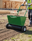 Professional Mini-Topper Drop Spreader with Adjustable Handle and 100L Capacity for Lawn Renovations - Main Product Image