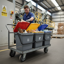 Set of 3 Heavy Duty 30L Recycling Bins with Flip Lids