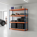 Premium Heavy Duty Garage Shelving - 2200mm High - 500kg Capacity - Blue & Orange