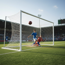 Premium Heavyweight Football Goals 6.4m x 2.13m with White Polyethylene Net and Adjustable Runback - Detail View
