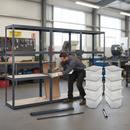 3x Heavy Duty Shelving Unit - 1600mm High - Grey with 8x 60L Plastic Storage Boxes