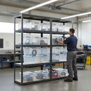 Premium Shelving Units - 1800mm High - Grey with 8x 33.5L Storage Boxes