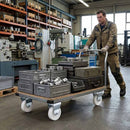 Dim Gray 50mm Pressed Steel Fixed Castor Wheel - White Nylon Wheel & 4-Bolt-Hole - 65kg Load Capacity