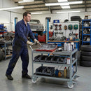 Light Slate Gray 50mm Pressed Steel Swivel Castor Wheel with Brake - White Nylon Wheel & 4-Hole Top Plate - 65kg Load