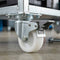 50mm Pressed Steel Swivel Castor Wheel with Brake - White Nylon Wheel & 4-Hole Top Plate - 65kg Load