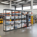 4x Premium Shelving Units - 1800mm High - Grey with 12x 33.5L Storage Boxes