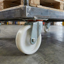 Dim Gray 150mm Pressed Steel Swivel Castor Wheel with 4 Hole Top Plate & White Nylon Wheel - 180kg Load Capacity