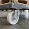 150mm Pressed Steel Swivel Castor Wheel with 4 Hole Top Plate & White Nylon Wheel - 180kg Load Capacity