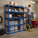 Heavy Duty 2x Shelving Unit - 1800mm High with 8x 60L Plastic Storage Boxes