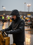 Premium High-Performance Shell Jacket with Detachable Hood and Reflective Details for Safety at Work - Detail View