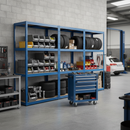 Heavy Duty Shelving Unit 1600mm High | 280kg Per Shelf | Boltless MDF | Blue Steel | UK Garage & Workshop Storage