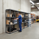 4x Heavy Duty Shelving Units - 1600mm High - Grey with 8x 24L Storage Boxes