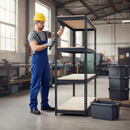 Premium Heavy Duty Shelving - 1600mm High - Grey with 8x 37L Plastic Storage Boxes