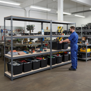 Heavy Duty Shelving with 12x 62L Storage Boxes - 1600mm High - Grey