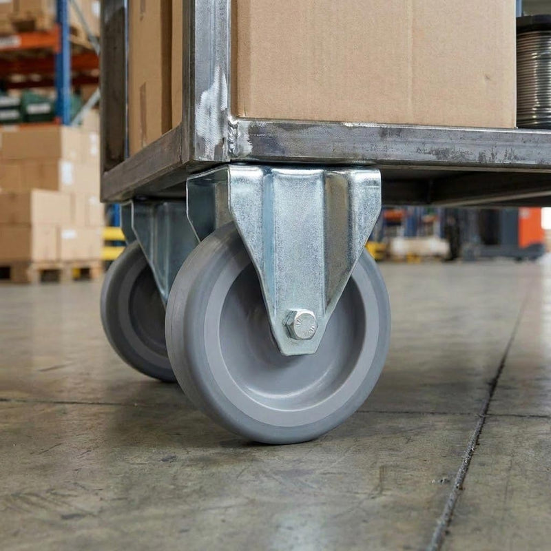 60mm Fixed Retail Castor | Grey TPR Wheel | 40kg Capacity | Zinc Plated