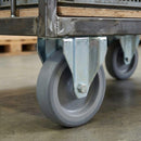 60mm Zinc Plated Fixed Retail Castor Wheel - Grey Thermoplastic Rubber Wheel - 40kg Load Capacity