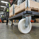 Slate Gray 200mm Pressed Steel Swivel Castor Wheel with 4 Hole Top Plate & White Nylon Wheel - 230kg Load Capacity