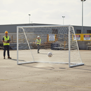 Premium Heavyweight Football Goals 6.4m x 2.13m with White Polyethylene Net and Adjustable Runback - Main Product Image