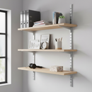 Customizable Twin Slot Wall Mounted Shelving Brackets - Silver Finish