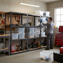 3x Heavy Duty Shelving Units - 1600mm High - Grey with 8x 33.5L Storage Boxes