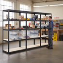 Premium 3x Shelving Unit - 1800mm High - Grey with 12x 60L Plastic Storage Boxes