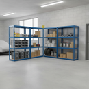 Premium Garage Shelving - 1600mm High - 200/280kg Load Capacity - Blue