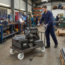 Dim Gray 200mm Pressed Steel Swivel Castor Wheel with 4 Hole Top Plate & White Nylon Wheel - 230kg Load Capacity