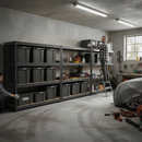 3x Heavy Duty Shelving - 1770mm High - Grey with 12x 37L Plastic Storage Boxes