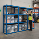 Professional Heavy Duty Shelving Unit with 12x 60L Plastic Storage Boxes