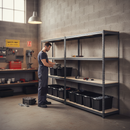 3x Heavy Duty Shelving - 1800mm High - Grey with 8x 37L Plastic Storage Boxes