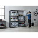 Premium 2x Shelving Units - 1600mm High - Grey with 12x 33.5L Storage Boxes