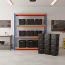 Heavy Duty Shelving with 12x 62L Storage Boxes - 1800mm High - Blue & Orange