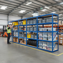 4x Heavy Duty Shelving Units - 2130mm High - Blue with 8x 33.5L Storage Boxes