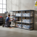 Premium Heavy Duty Shelving Units - 1600mm High with 8x 60L Plastic Storage Boxes