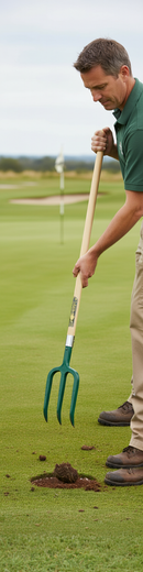 Professional Long Handled Divot Repair Fork with 54" Ash Handle and Carbon Steel Head for Sports Surface Maintenance - Mai...