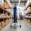 Heavy Duty Mobile Step Unit with Safety Grip - Grey