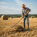 Premium Wooden Hay Rake with 70" Hardwood Shaft and 16 Large Teeth for Versatile Use in Gardening and Golf Course Maintena...