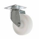 White Smoke 75mm Pressed Steel Swivel Castor Wheel - White Nylon Wheel & 4-Hole Top Plate - 75kg Max Load