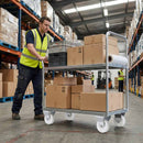 Slate Gray 75mm Pressed Steel Fixed Castor Wheel - White Nylon Wheel & 4-Bolt-Hole - 75kg Load Capacity
