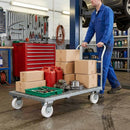 Dim Gray 75mm Pressed Steel Fixed Castor Wheel - White Nylon Wheel & 4-Bolt-Hole - 75kg Load Capacity